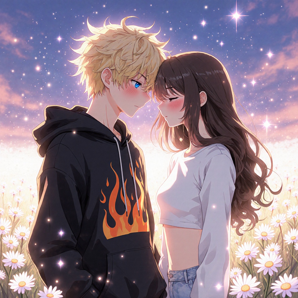 Two Anime Style Teenagers Aged 18 Standing In A Glowing