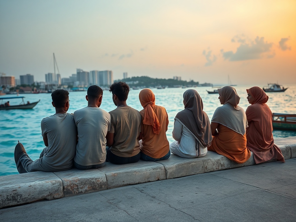 Phones Full of Dreams on Malé's Harbor Wall
