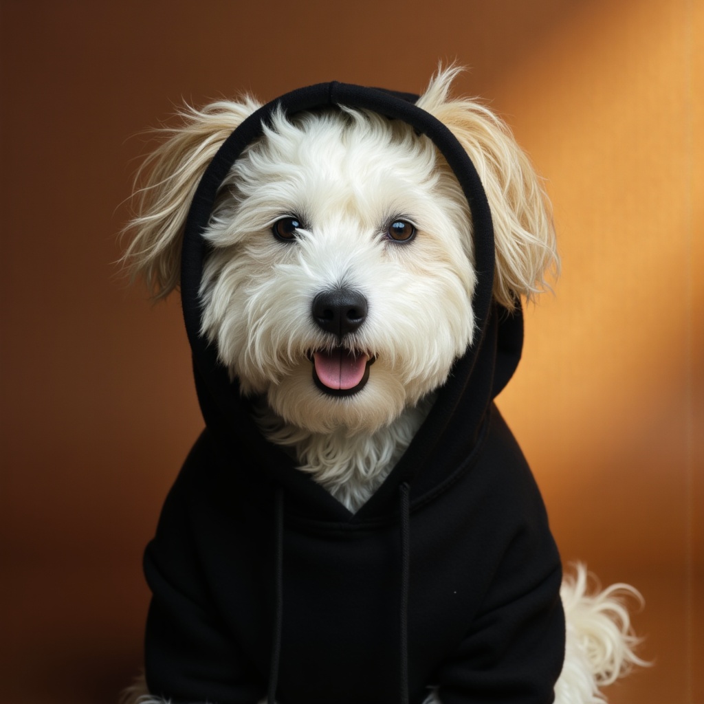 Elegant dog portrait with gentle head tilt, rich detail, and soft bokeh background