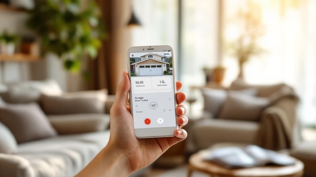 Smartphone controlling smart garage door opener remotely