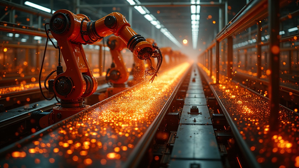 Detalle de un sistema de visión artificial 3D, componente clave en los robots industriales modernos.