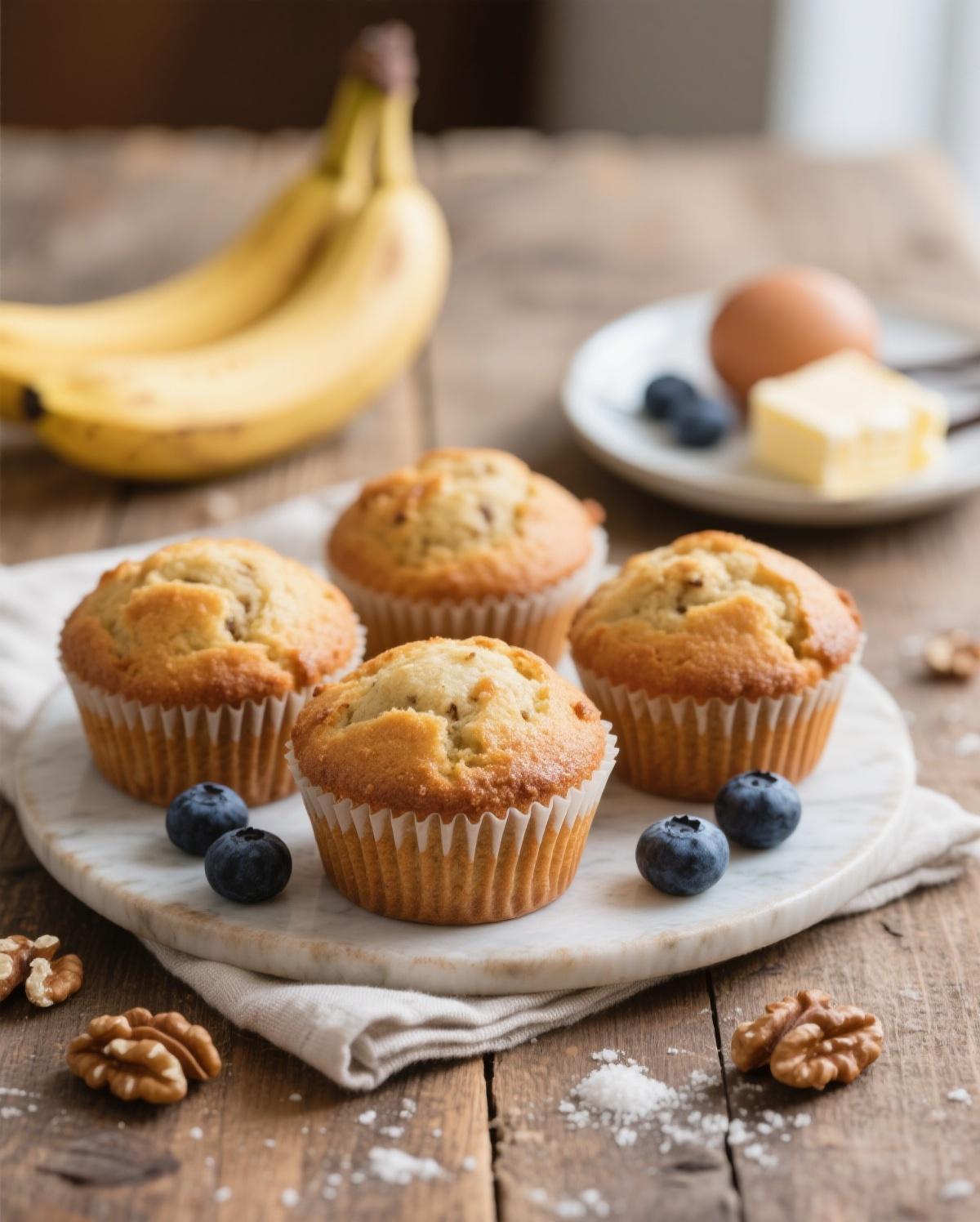 Mixing banana muffin batter in a bowl