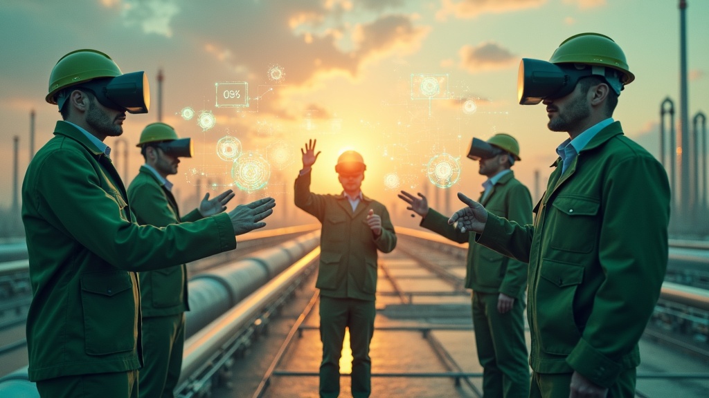 Alumnos utilizando gafas de VR durante una sesión práctica del programa de formación hidrógeno verde VR.