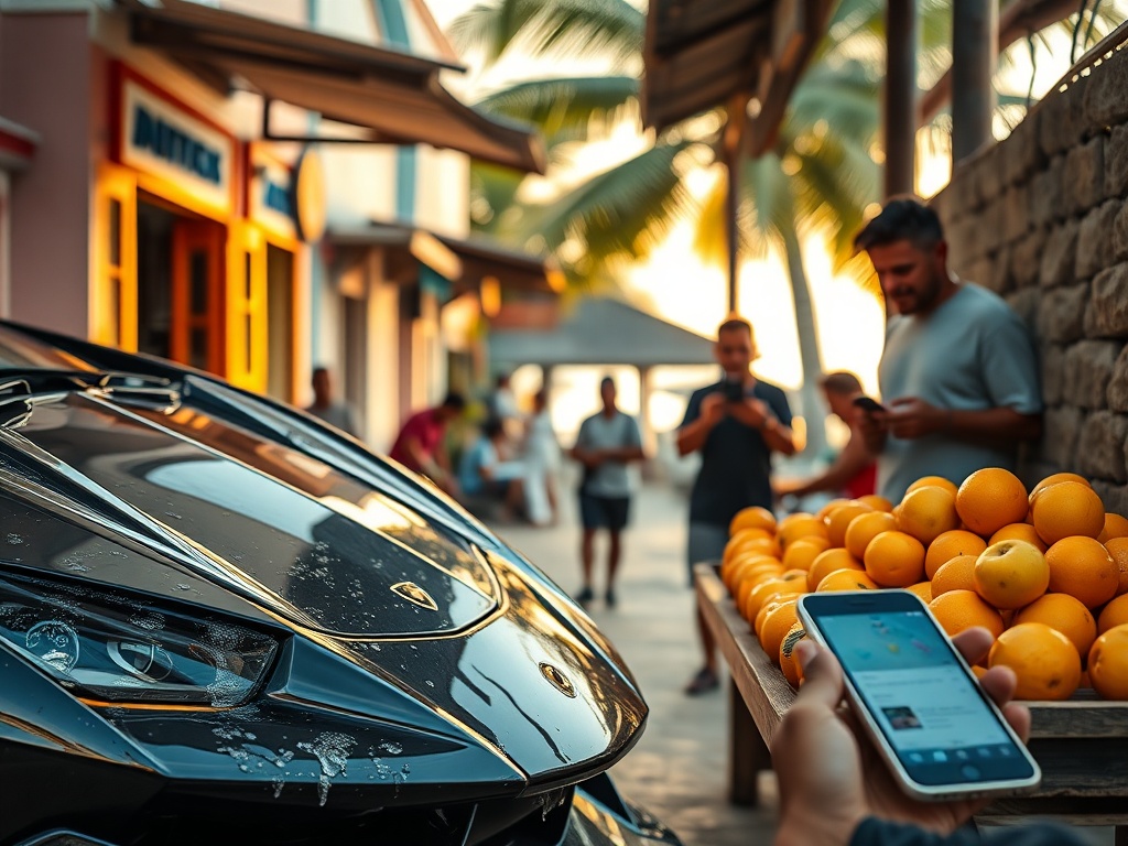 Lamborghini Engine Specs Next to Fruit Market Prices