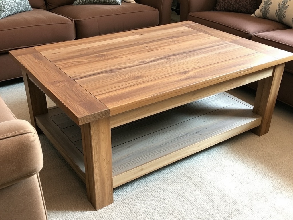 2. Add a Rustic Wooden Coffee Table