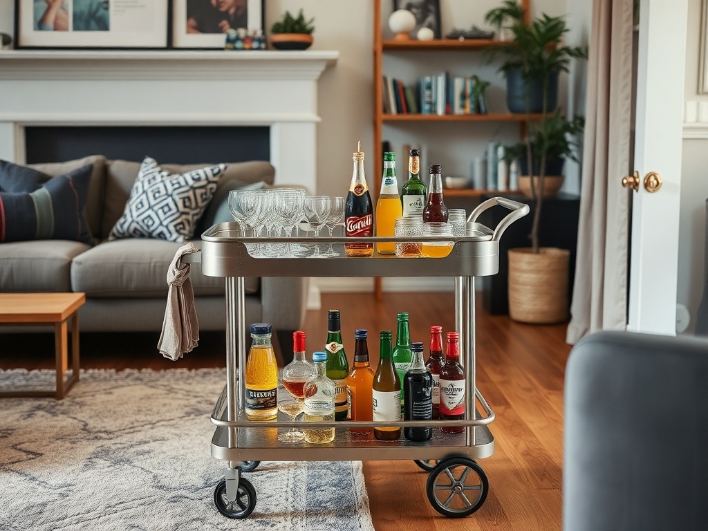 19. Use a Rolling Cart for Drinks