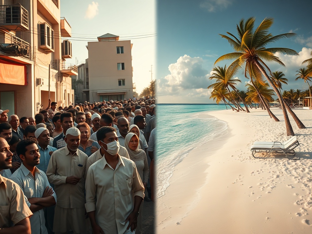 Empty Resort Beaches, Crowded Political Rallies