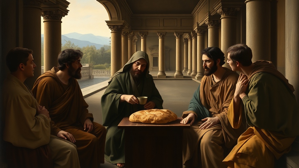 공동체적 감사의 장면을 표현한 회화적 이미지