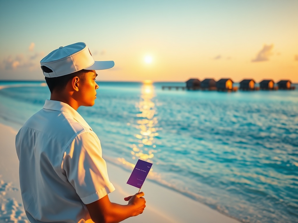 The Worker Holding Rufiyaa Notes to the Ocean Breeze