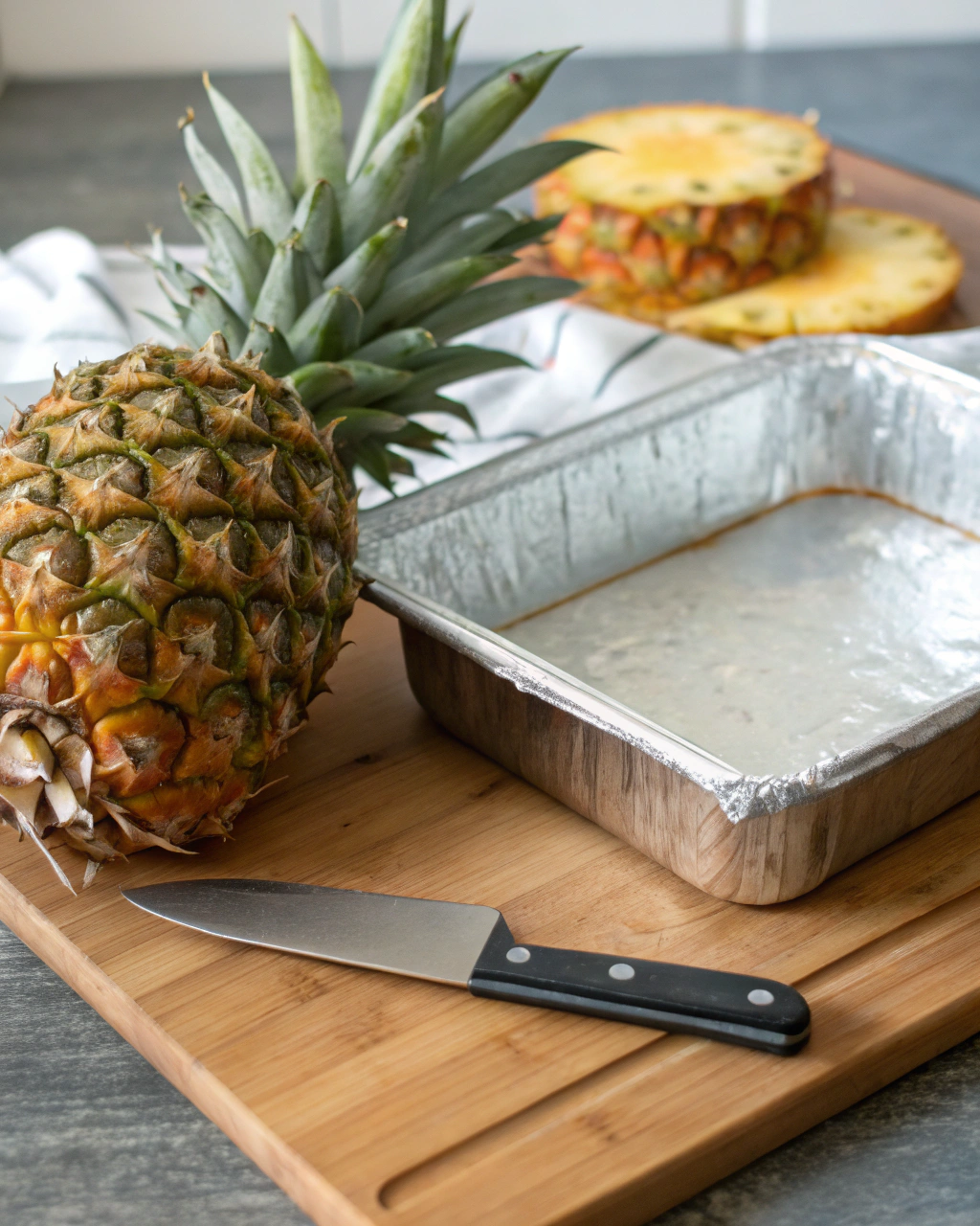 Pineapple Flowers ingredients laid out on clean white counter