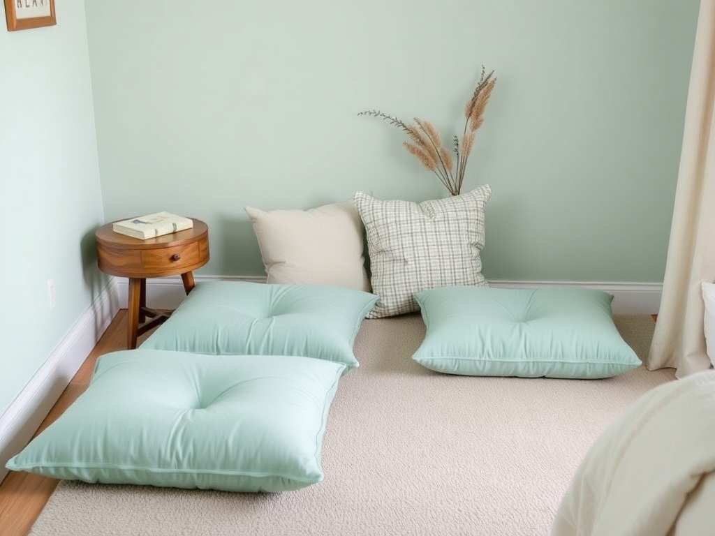 23. Seafoam Green Floor Cushions