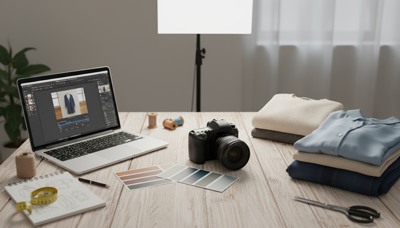 Professional fashion photography setup