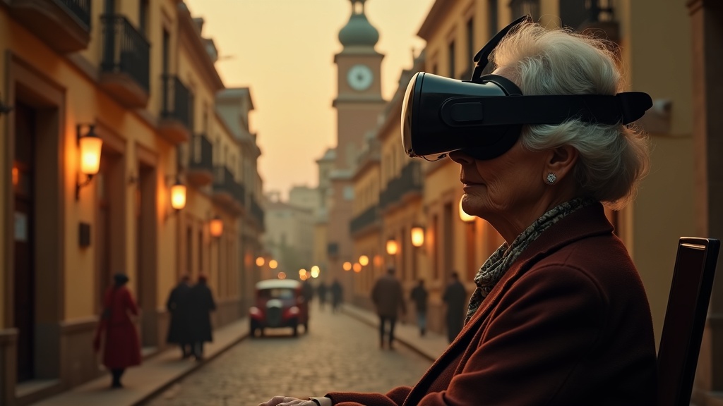 Paciente utilizando gafas de realidad virtual en una sesión de terapia para deterioro cognitivo en Burgos