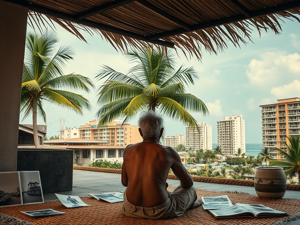 An Elder's Faded Photographs Against Malé's Changing Skyline