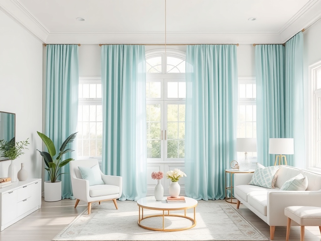 15. Hang Light Teal Curtains