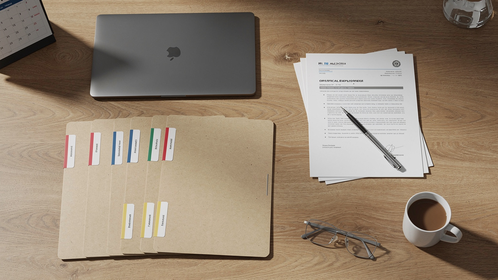 HR documentation and employment records on office desk