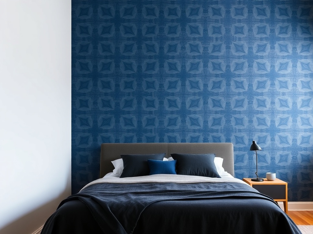 2. Add Texture with Navy Wallpaper