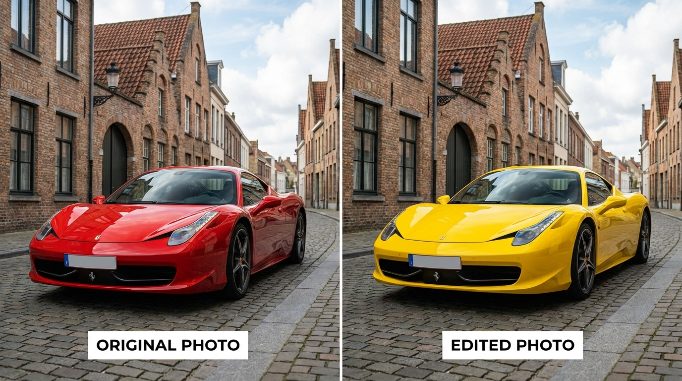 Example of Nano Banana 2 editing a photo by changing an object's color