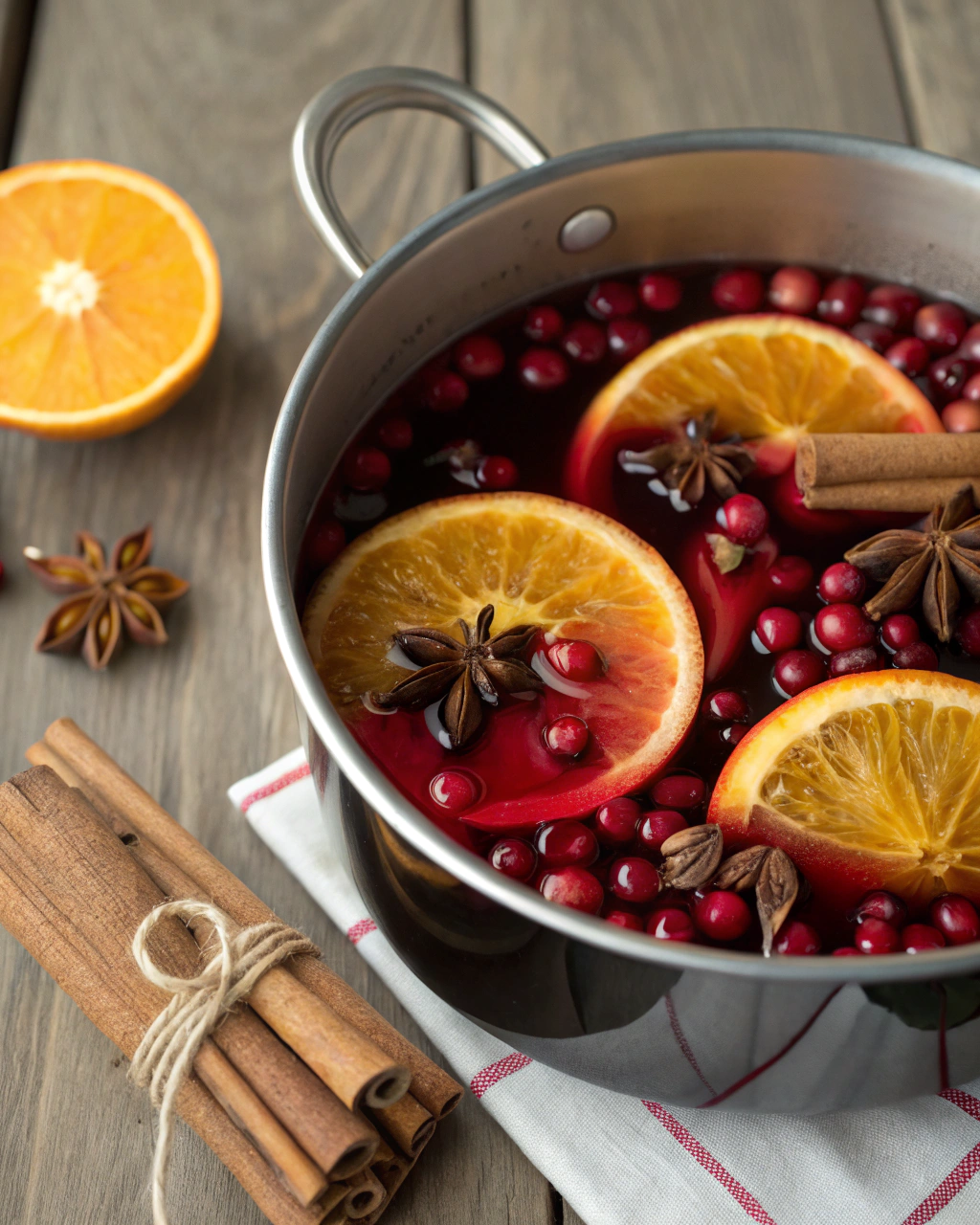 Quick Non Alcoholic Mulled Wine Easy Recipe 2 Non Alcoholic Mulled Wine Easy ingredients laid out on clean white counter
