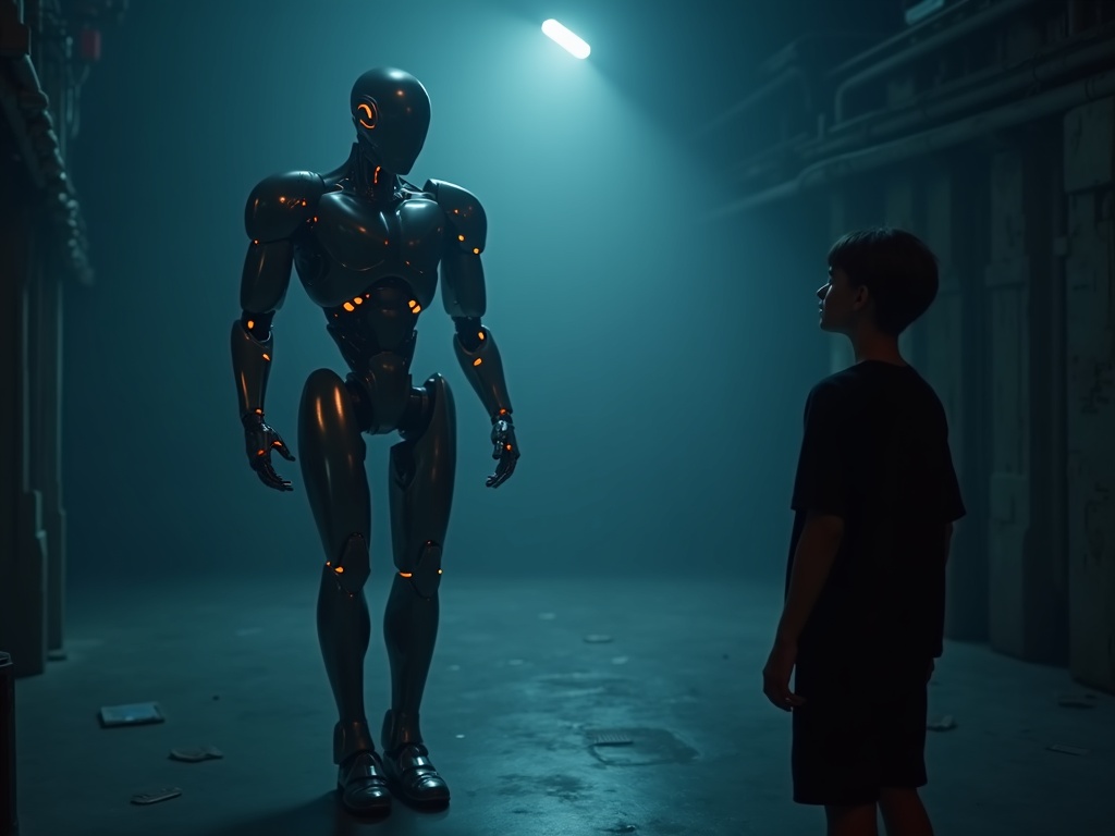 Un niño pequeño jugando felizmente con su nuevo Robot Ninco NT10053 en el suelo de casa.
