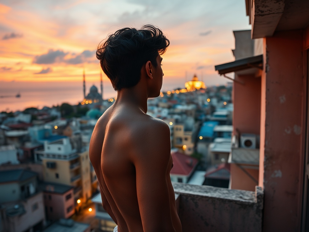 Ahmed on the Balcony as Malé Answers the Call to Prayer