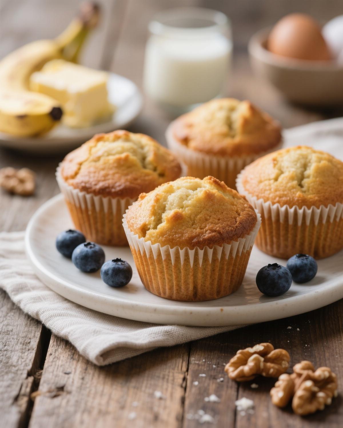 A warm basket of freshly baked banana bread muffins