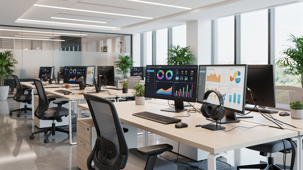 Modern customer service center implementing AI agents