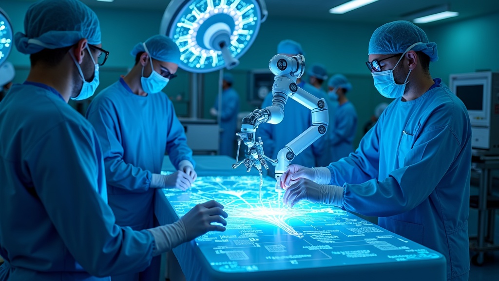 Consola del sistema Toumai utilizada en la innovadora cirugía riñón robótica Alemania España, mostrando la visión remota del cirujano.