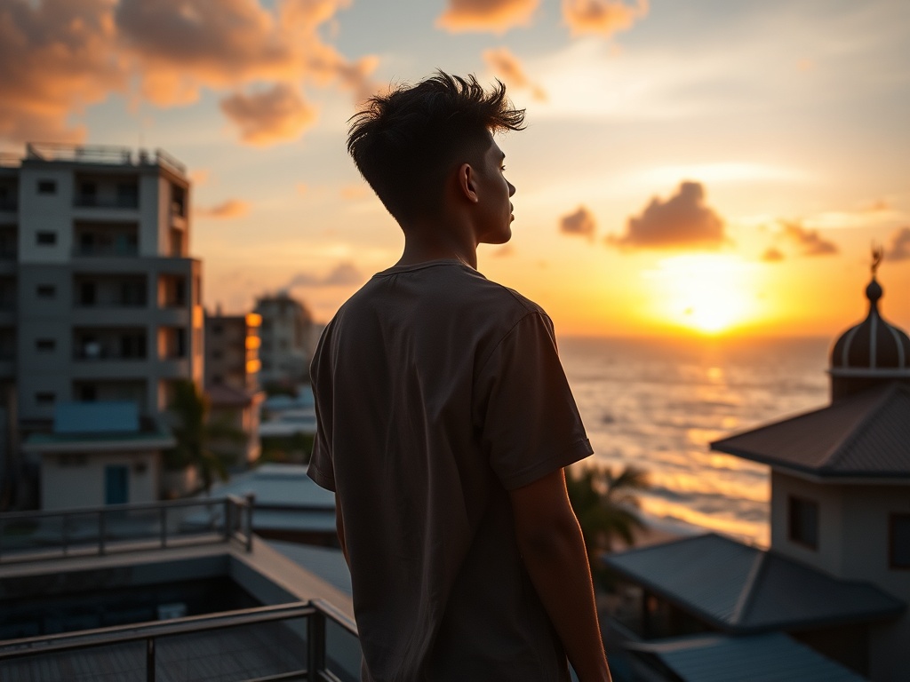 A Maldivian Youth on a Male’ Rooftop, Between Tradition and Modernity