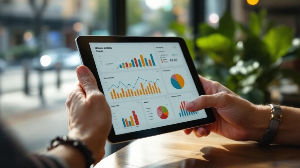 Business owner reviewing website performance metrics and analytics
