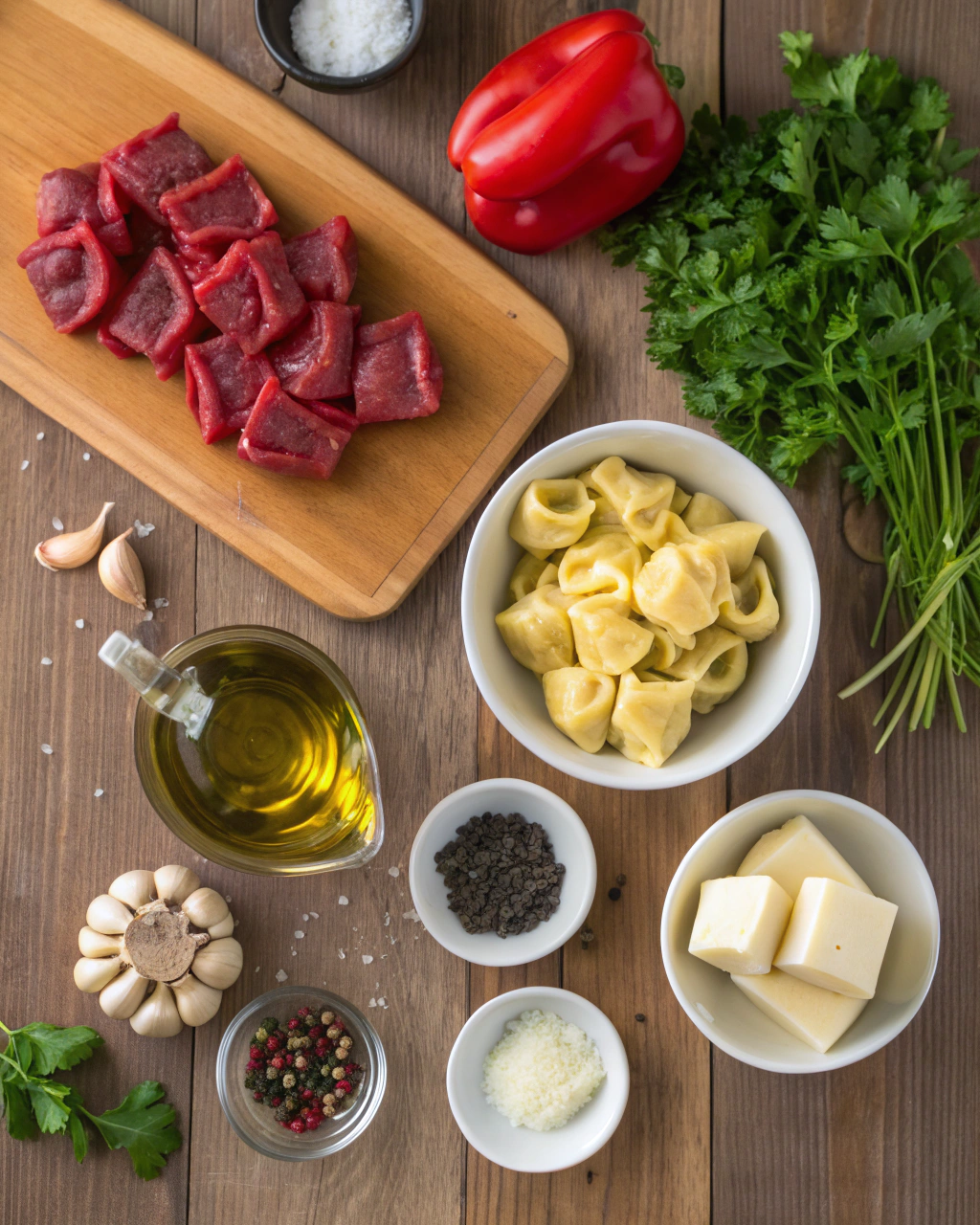 Cowboy Butter Tortellini with Steak & Roasted Red Peppers ingredients