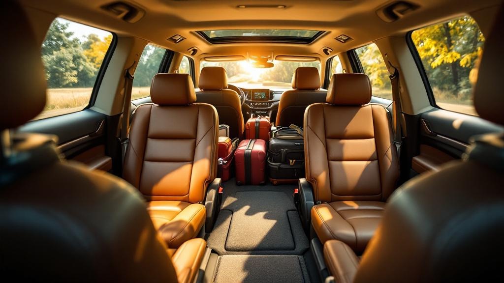 Spacious SUV interior with three rows seating