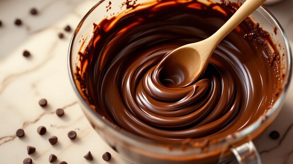 Thick chocolate brownie batter in mixing bowl