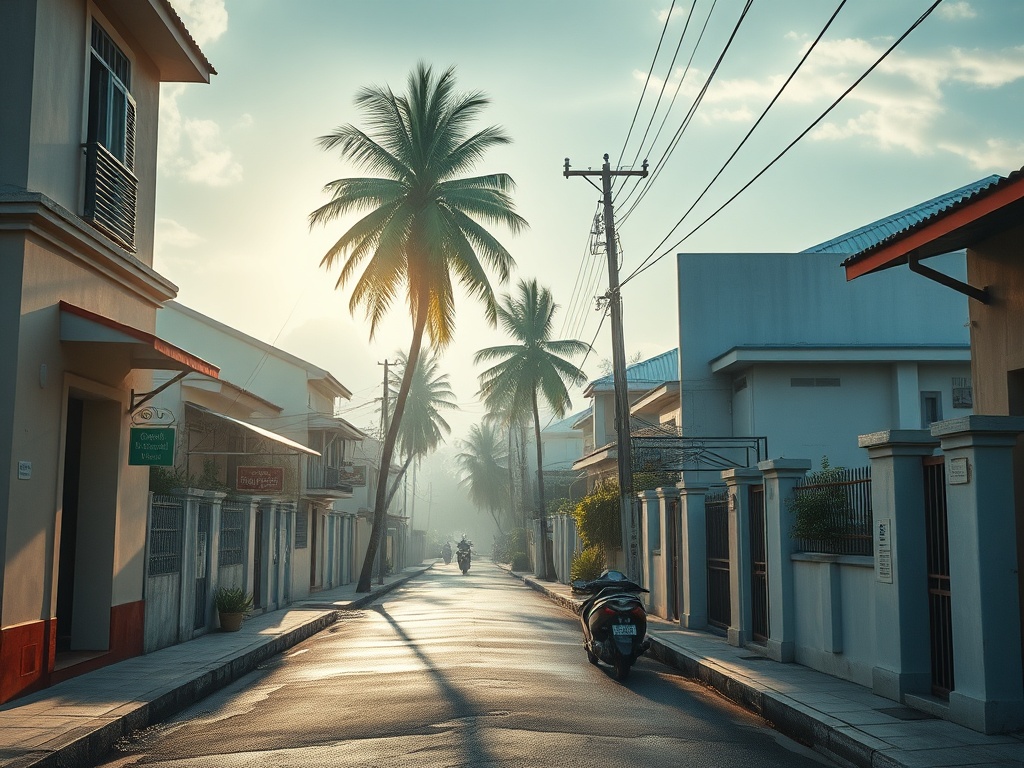 Morning Sunlight in Malé's Narrow Streets Before the Hustle Begins