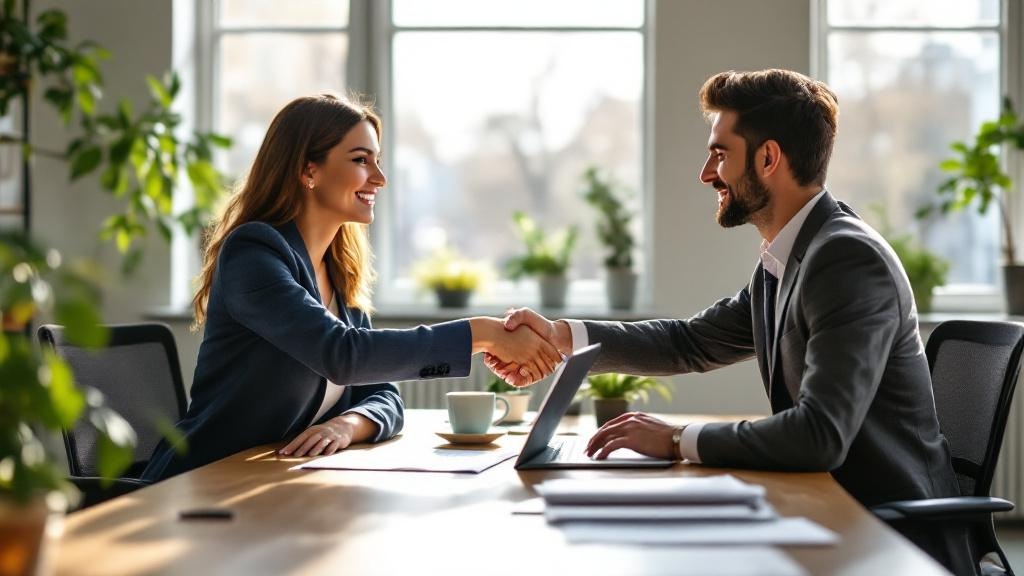 Landlord and tenant reaching positive rental agreement