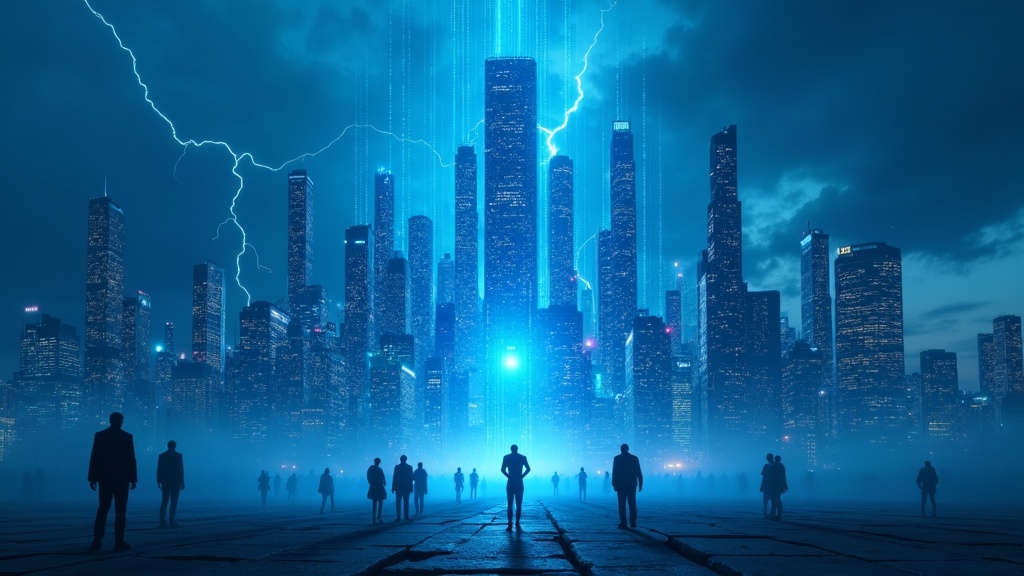 Visualización abstracta del impacto financiero de NVIDIA y la incertidumbre del mercado de IA