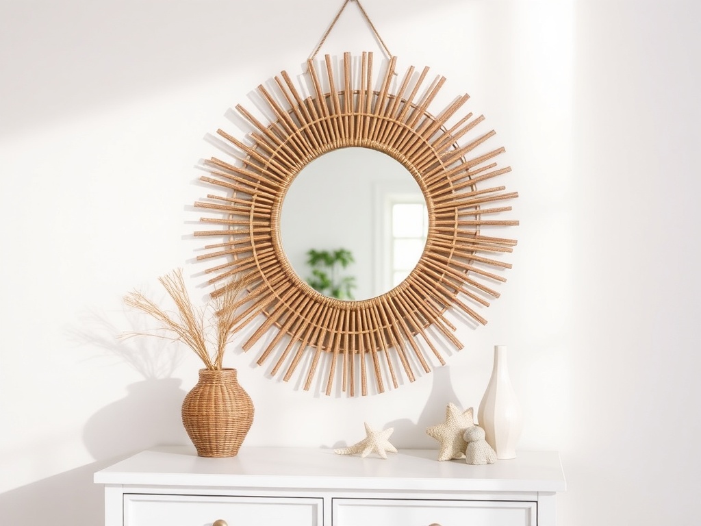 4. Hang a Rattan Mirror