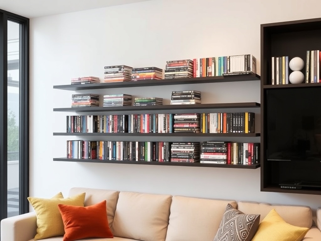 21. Install Floating Shelves for DVDs