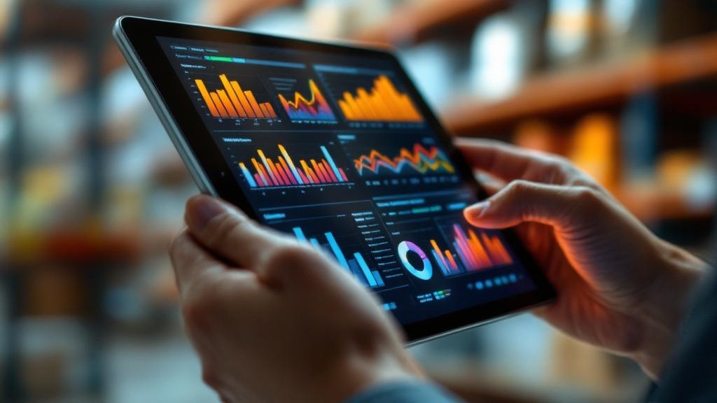 Professional analyzing inventory forecasting data on tablet