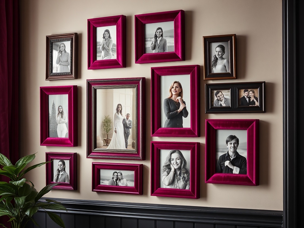 23. Accent with Velvet Picture Frames