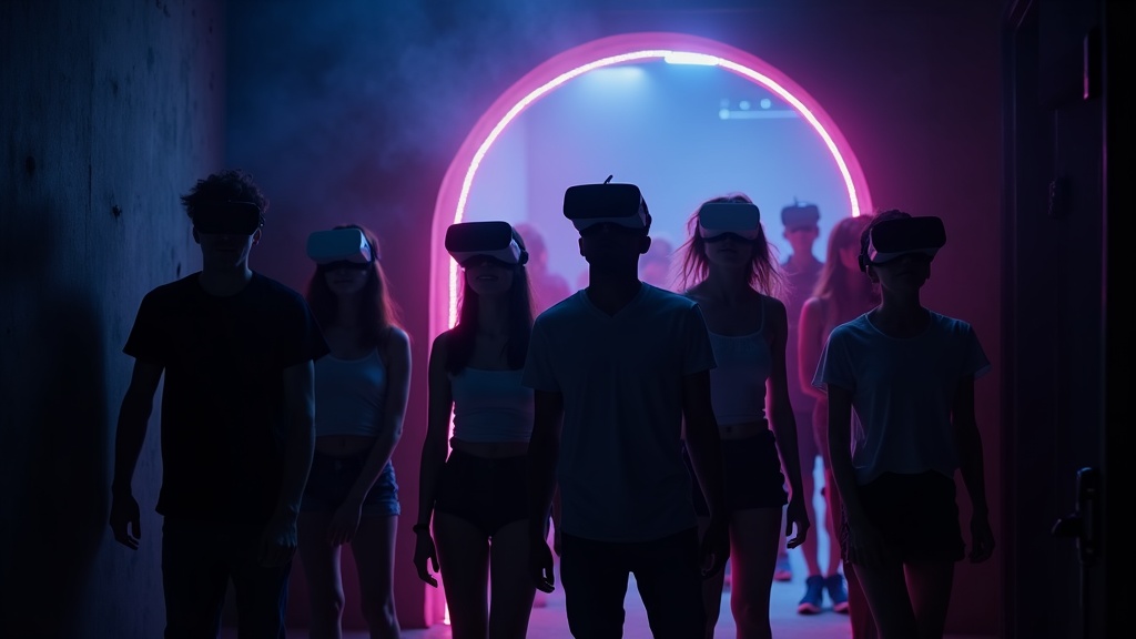 Equipo colaborando para resolver un puzzle en el escape room de terror House of Fear VR.