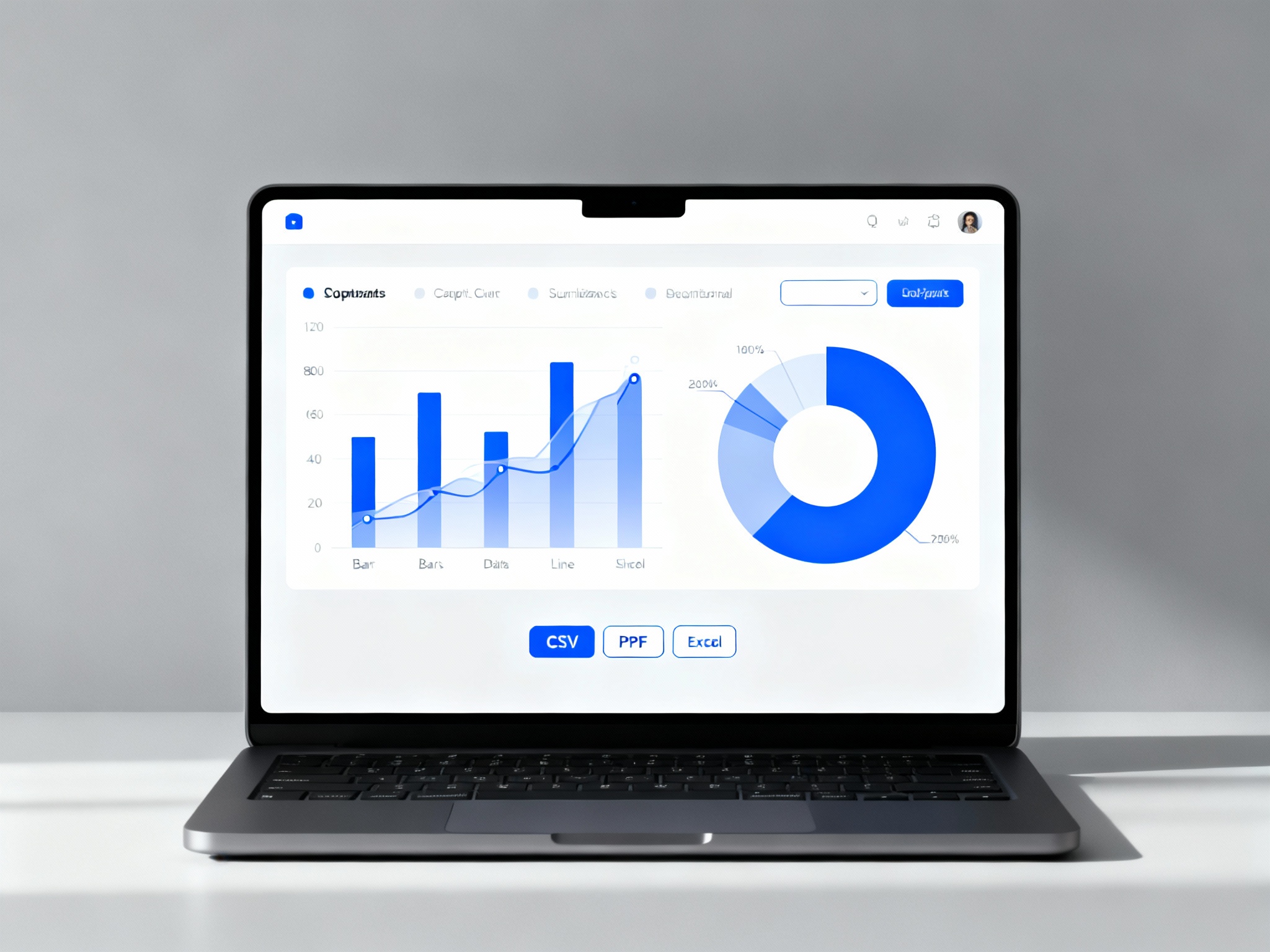 A telehealth analytics dashboard on a laptop screen