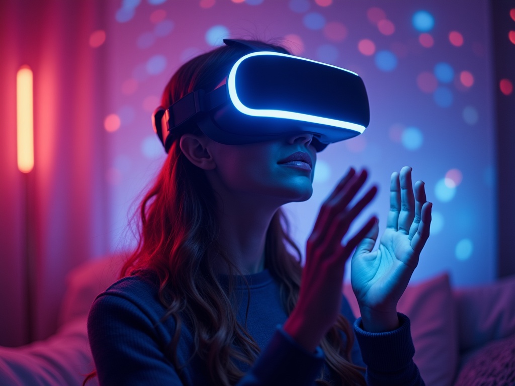 Una persona revisando la cámara Blink Mini 2 en su móvil mientras está en el sofá