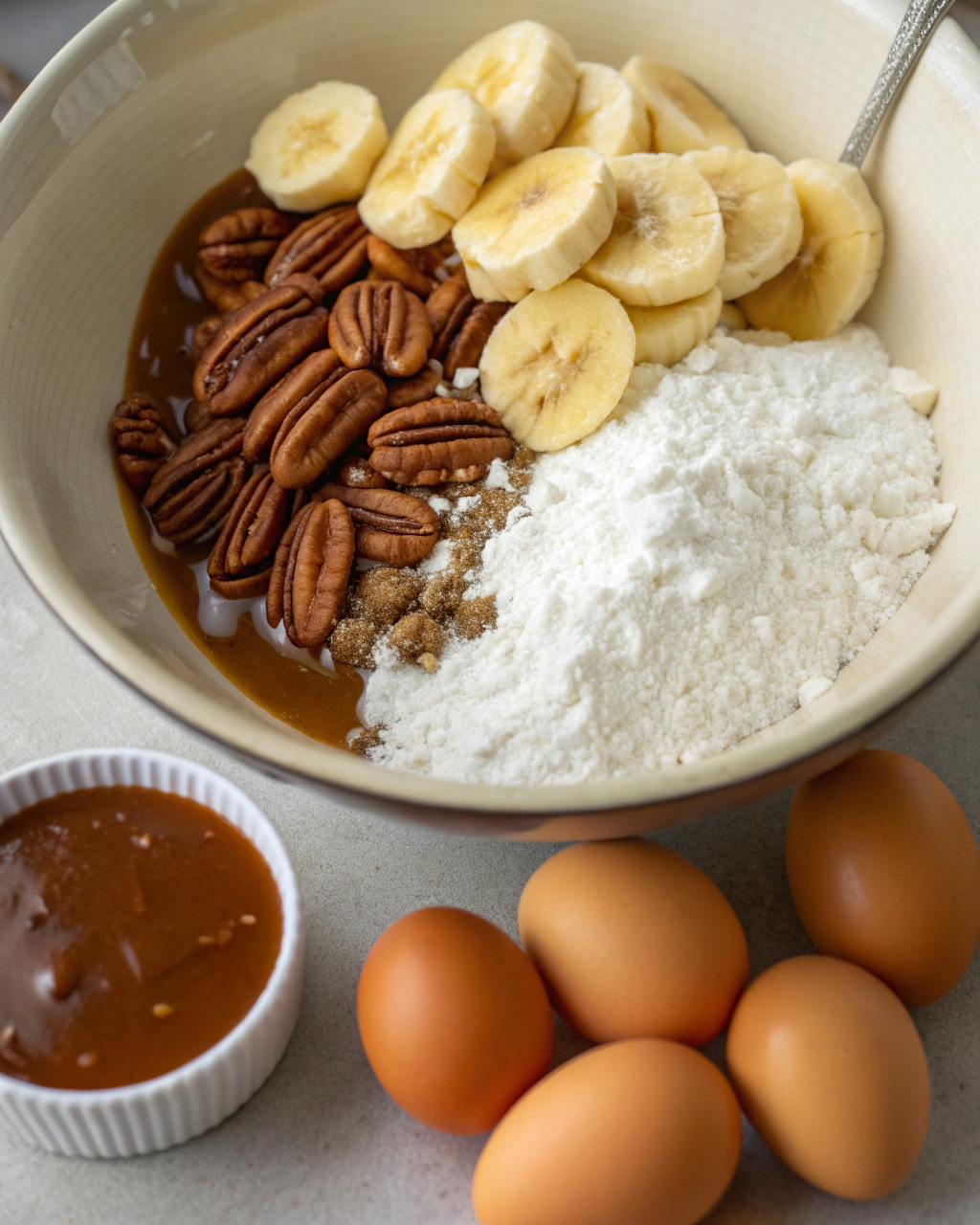 Banana Pecan Caramel Layer Cake ingredients