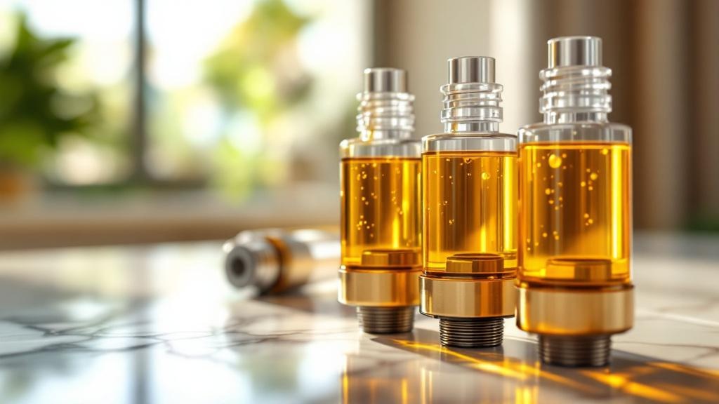 Different cannabis vape cartridges showing oil varieties
