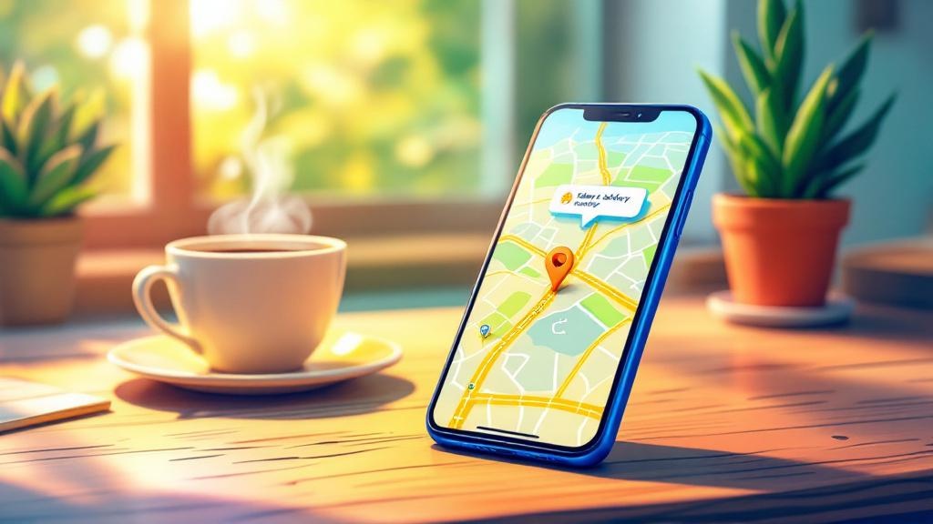 Smartphone showing real-time delivery tracking cartoon illustration