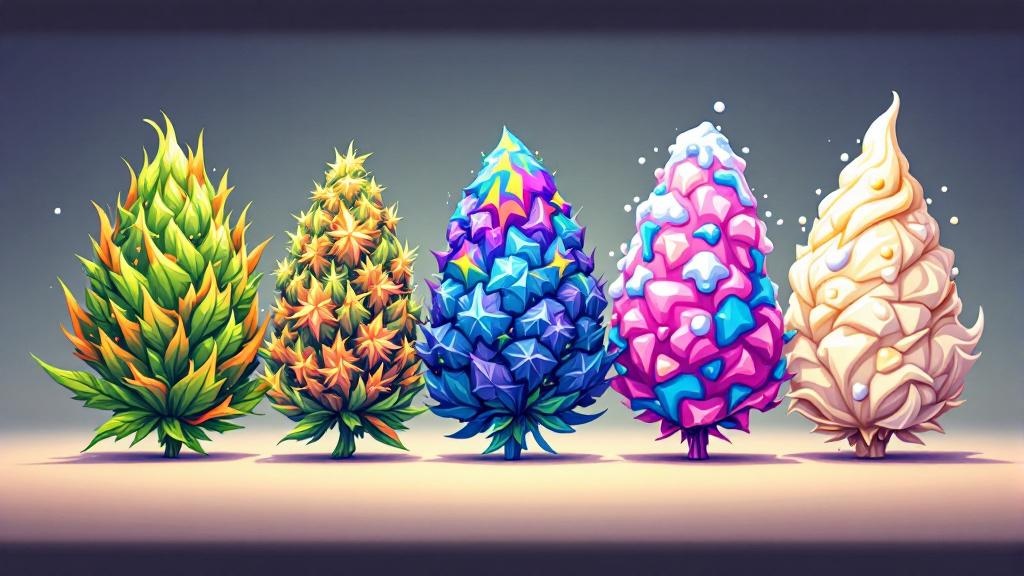 Visual comparison of popular indica strain varieties