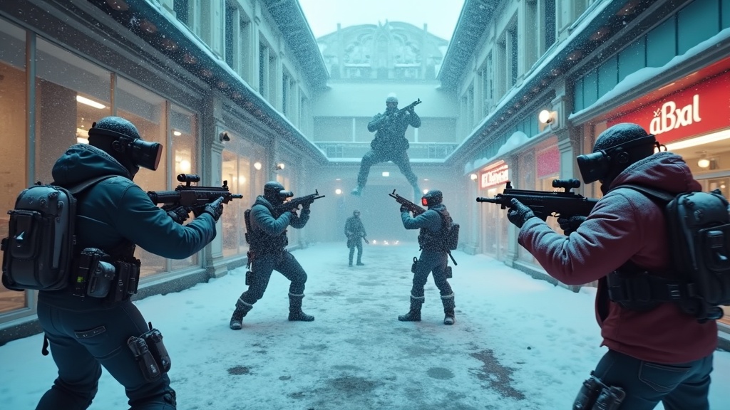 Vista en primera persona del gunplay en After the Fall, apuntando a un enemigo mutante.