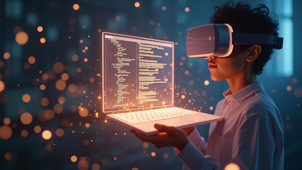 Usuario disfrutando de una experiencia de realidad virtual optimizada tras activar JavaScript.