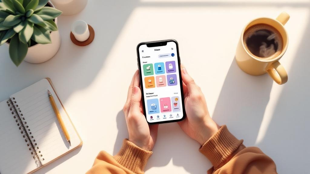 Person browsing cannabis products on smartphone cartoon style